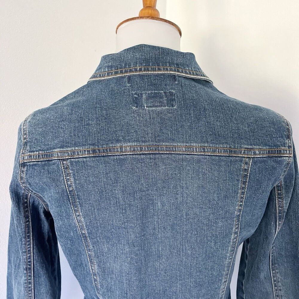 Vintage Old Navy Denim Jacket S Small Stretch Cotton Y2K Revival Utility Chic - Picture 15 of 16